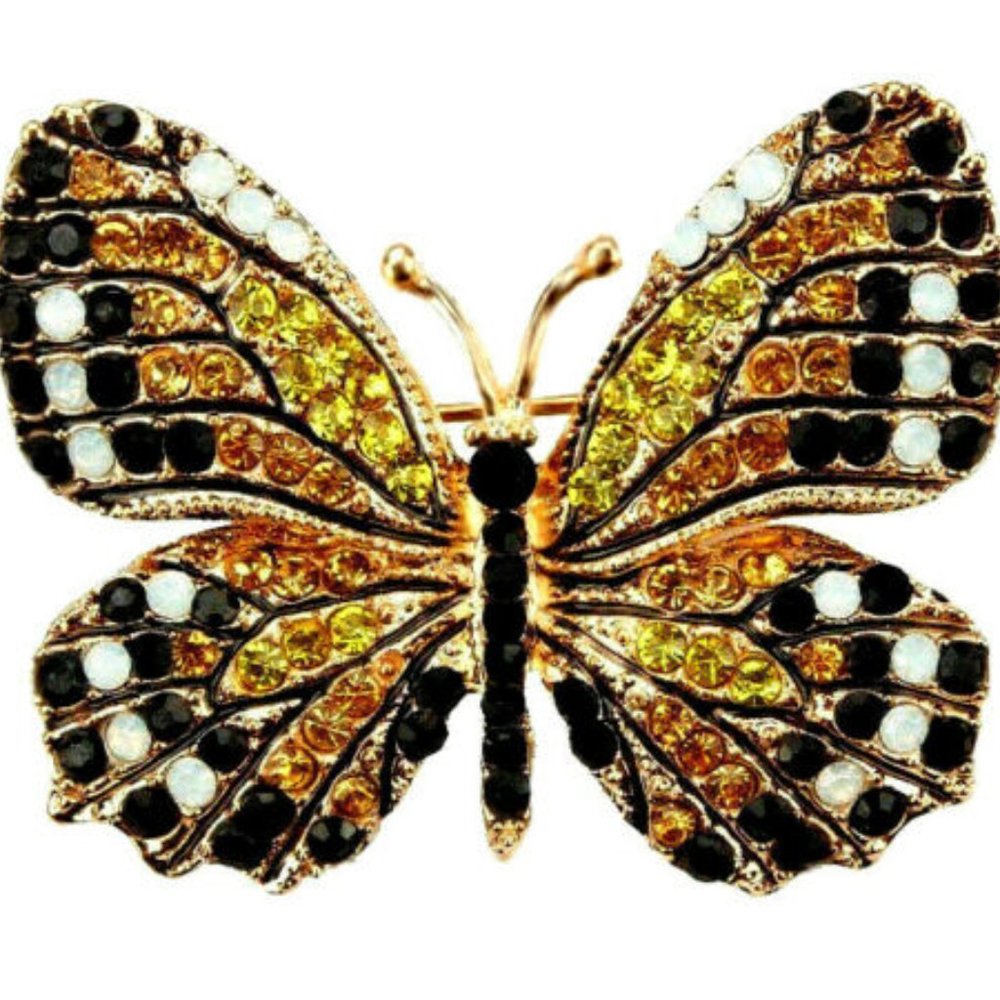 Sparkling MONARCH Butterfly Rhinestone Brooch - Picture 5 of 7